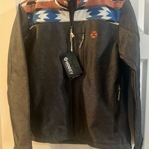 Men's Hooey Softshell Jacket Size S (Grey/Aztec print)